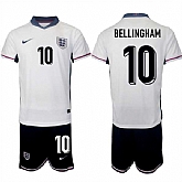 Men's England #10 Jude Bellingham 2024-25 White Home Soccer Jersey Suit